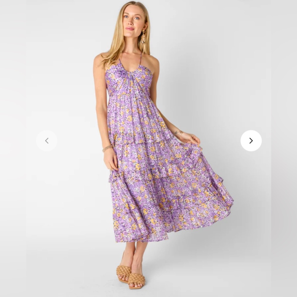 Purple Midi Dress, Size L, Never Warn